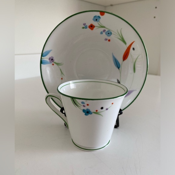 EUC Vtg Phoenix Bone China Teacup and Saucer in Art Deco Style - Picture 3 of 7